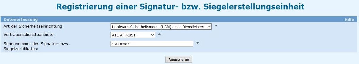 Signaturerstellungseinheit registrieren Signaturerstellungseinheit registrieren