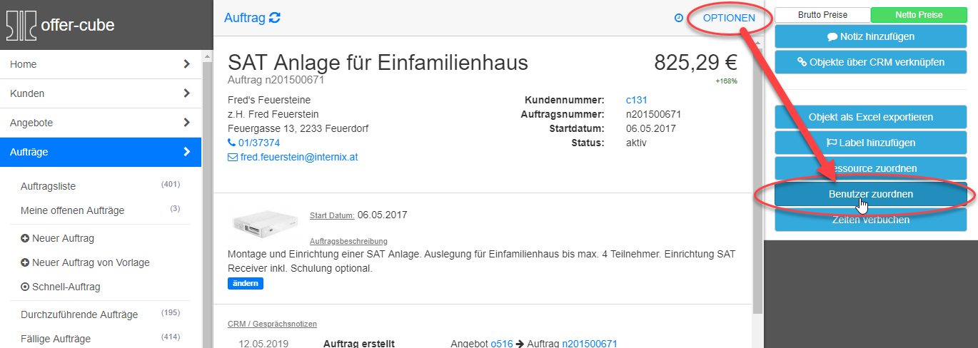 Benutzer Zuordnung Option aufrufen Benutzer Zuordnung Option aufrufen
