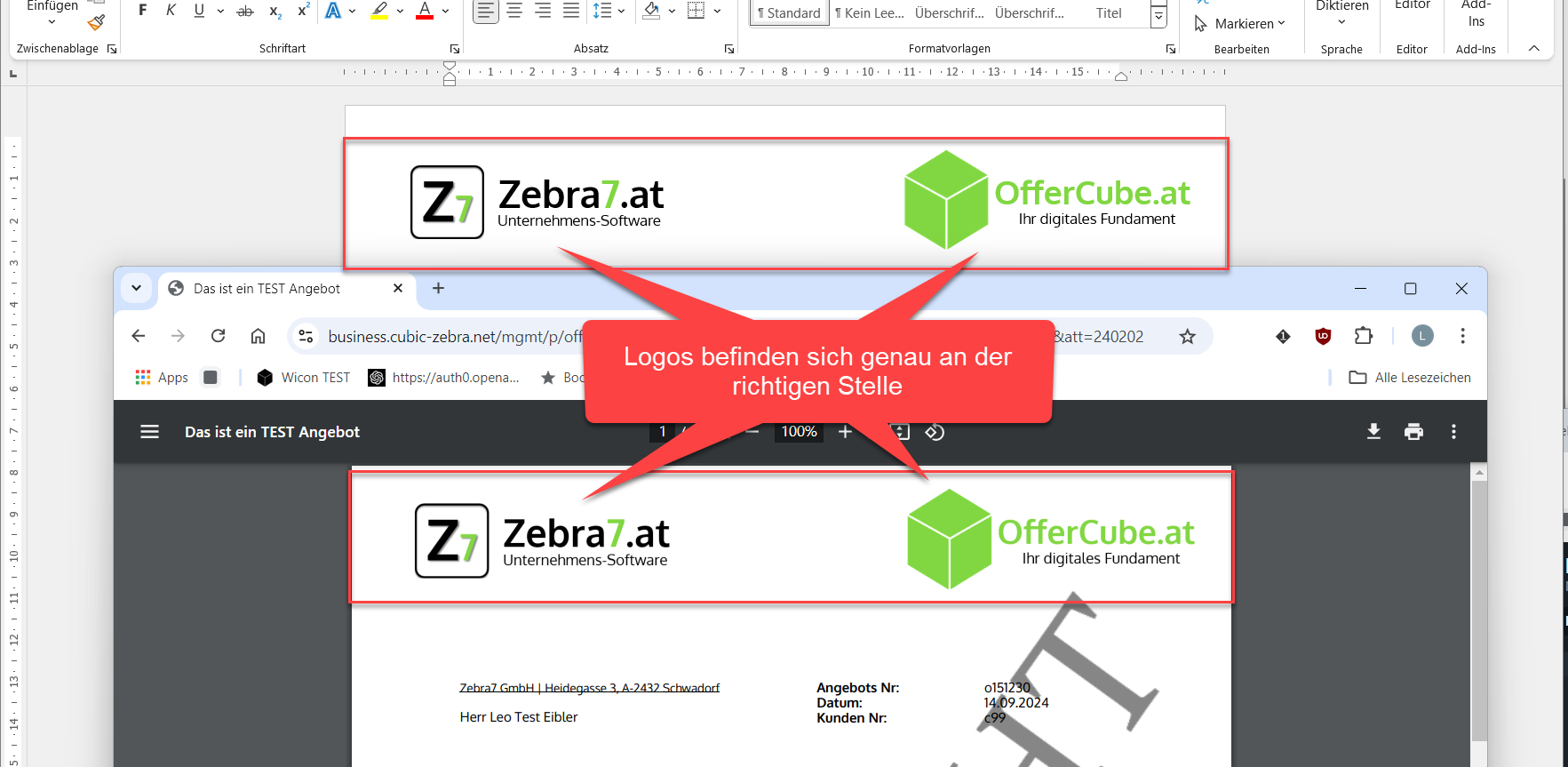 Logo korrekt positioniert Logo korrekt positioniert