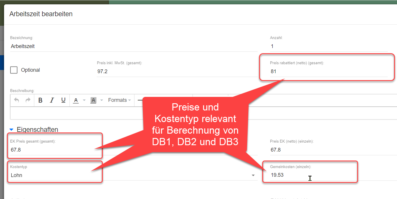 Artikel bzw. Artikelinstanz Preisfelder für DB1, DB2, DB3 Berechnung Artikel bzw. Artikelinstanz Preisfelder für DB1, DB2, DB3 Berechnung