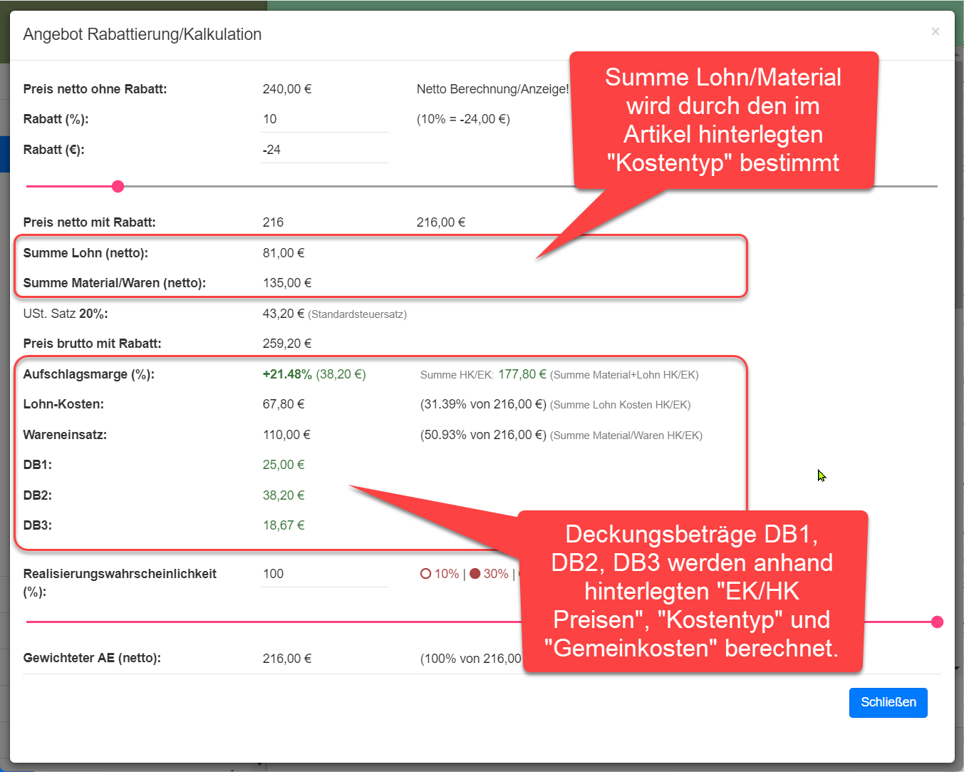 In der Rabatt Ansicht für Angebot/Auftrag und Rechnung wird der DB1, DB2, DB3 angezeigt In der Rabatt Ansicht für Angebot/Auftrag und Rechnung wird der DB1, DB2, DB3 angezeigt