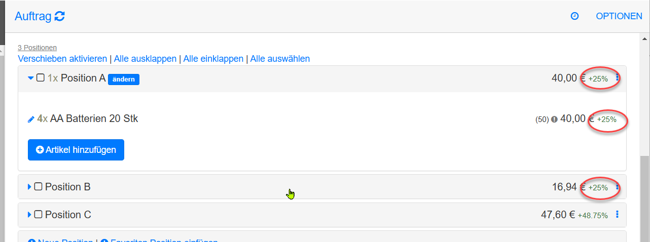 EK Preis Aufschlag - Ergebnis EK Preis Aufschlag - Ergebnis