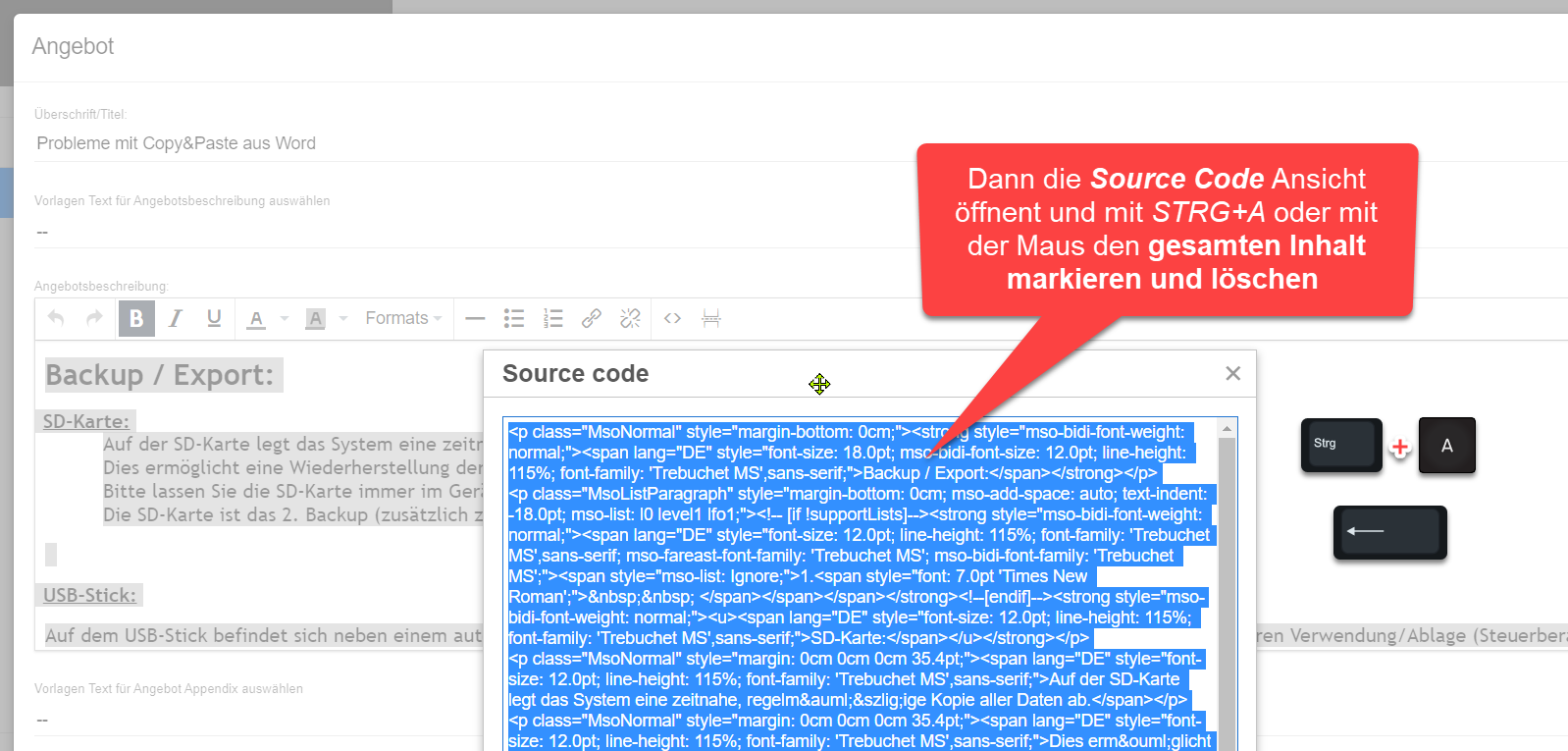 Dann das Textfeld löschen Dann das Textfeld löschen