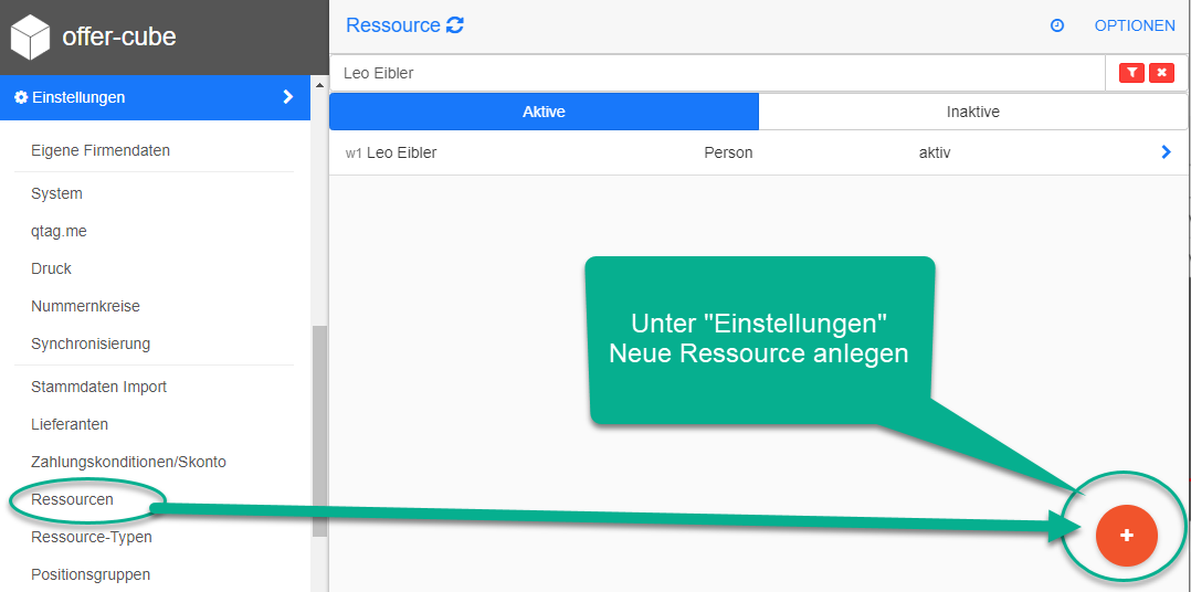 Einstellungen - Neue Ressource Einstellungen - Neue Ressource