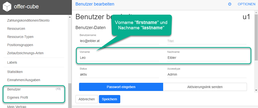 Benutzer Vorname und Nachname Benutzer Vorname und Nachname
