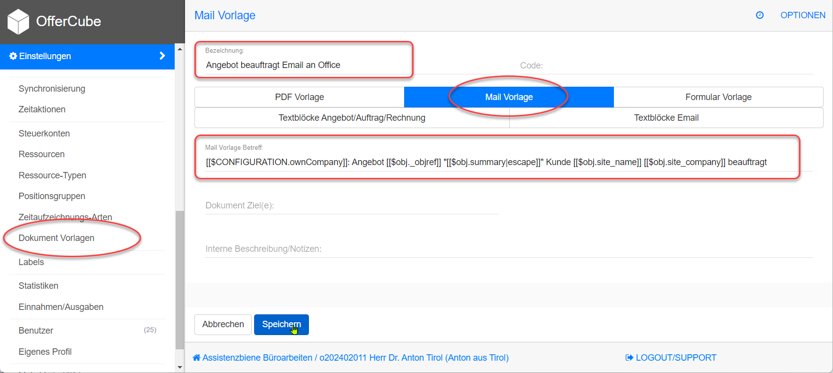 Einstellungen -> Neue Dokument Vorlage Einstellungen -> Neue Dokument Vorlage