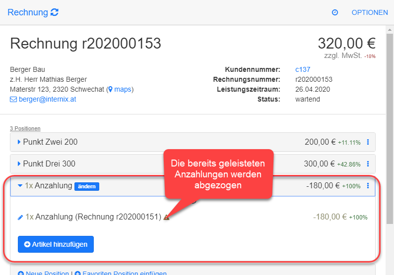 Endrechnung erstellt Endrechnung erstellt