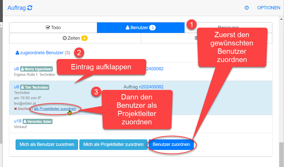 Projektleiter über zugeordnete Benutzerliste ändern Projektleiter über zugeordnete Benutzerliste ändern