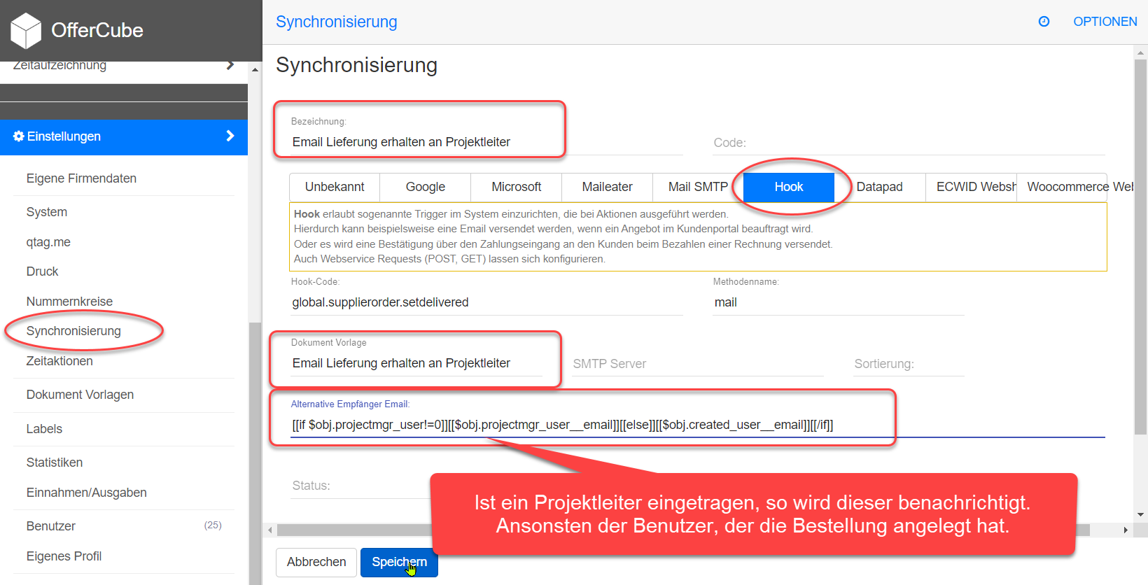 Synchronisierung Einstellung Synchronisierung Einstellung