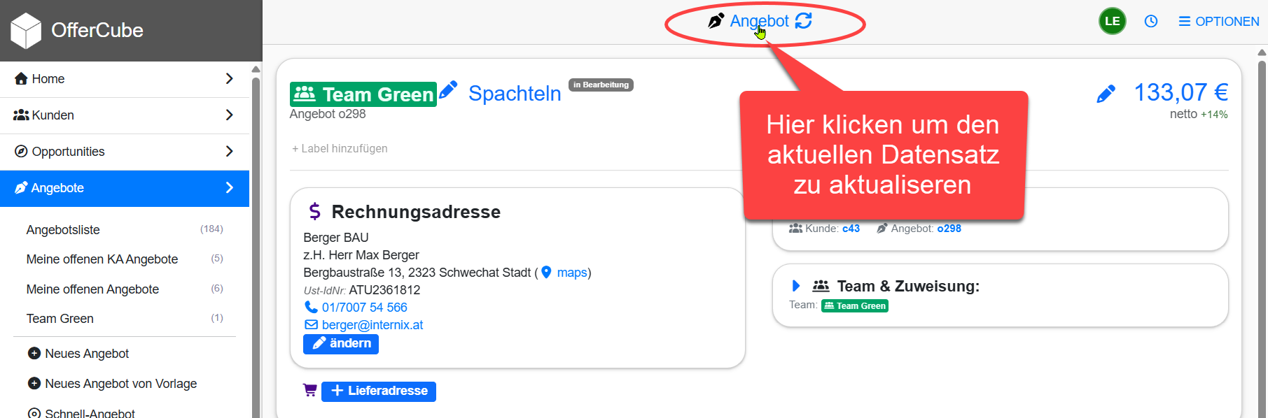 Datensatz aktualisieren Datensatz aktualisieren