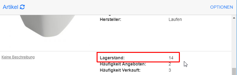 Lagerstand nach Verbuchung angepasst Lagerstand nach Verbuchung angepasst