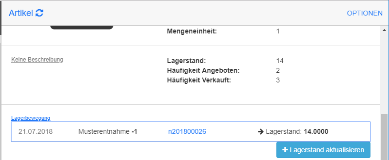 Lagerbewegung zum Artikel Lagerbewegung zum Artikel