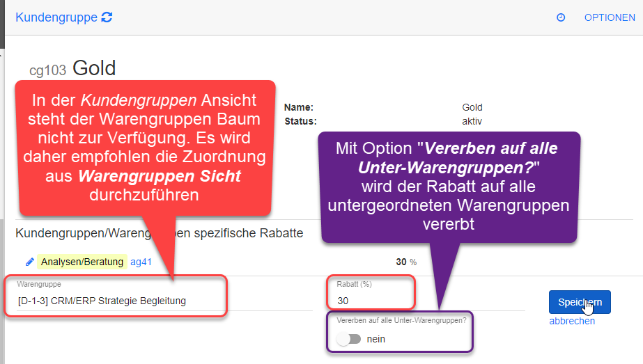 Zuordnung von Rabatten aus Kundengruppen Sicht Zuordnung von Rabatten aus Kundengruppen Sicht
