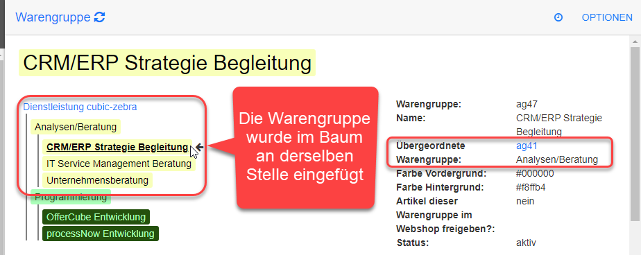 Ergebnis nach Kopieren verschachtelter Warengruppe Ergebnis nach Kopieren verschachtelter Warengruppe