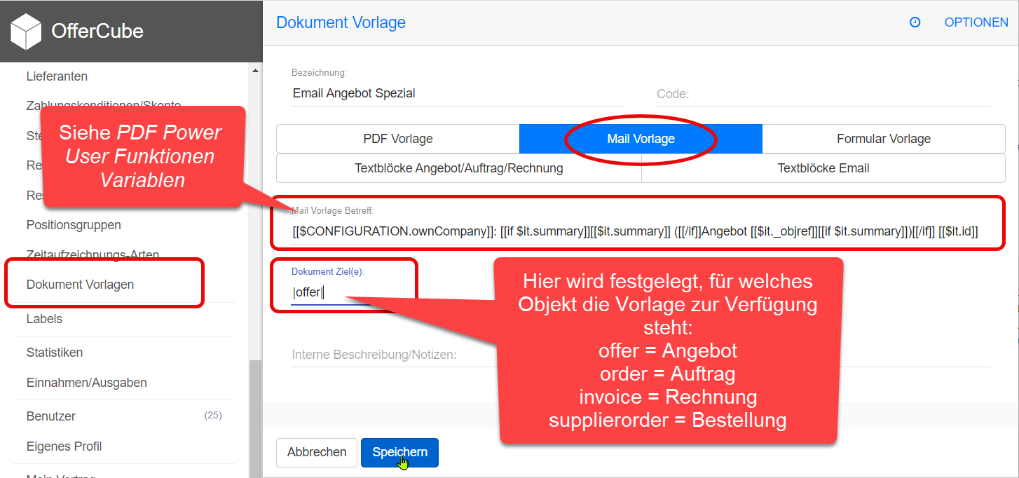 Neue Mail Vorlage anlegen Neue Mail Vorlage anlegen