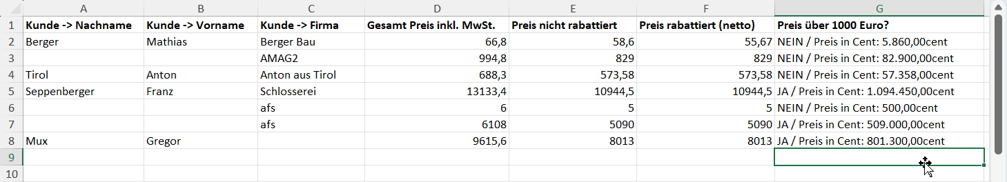 Excel Export Ergebnis Excel Export Ergebnis