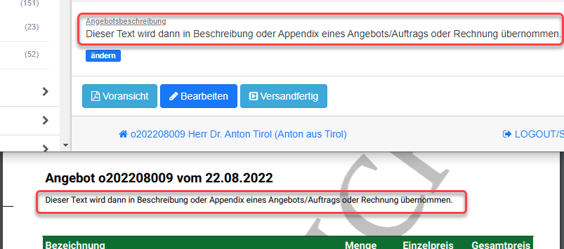 Beispiel Dokument Vorlage Textblock in Beschreibung und PDF übernommen Beispiel Dokument Vorlage Textblock in Beschreibung und PDF übernommen