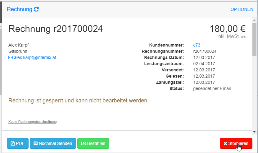 Rechnung Stornieren Button Rechnung Stornieren Button