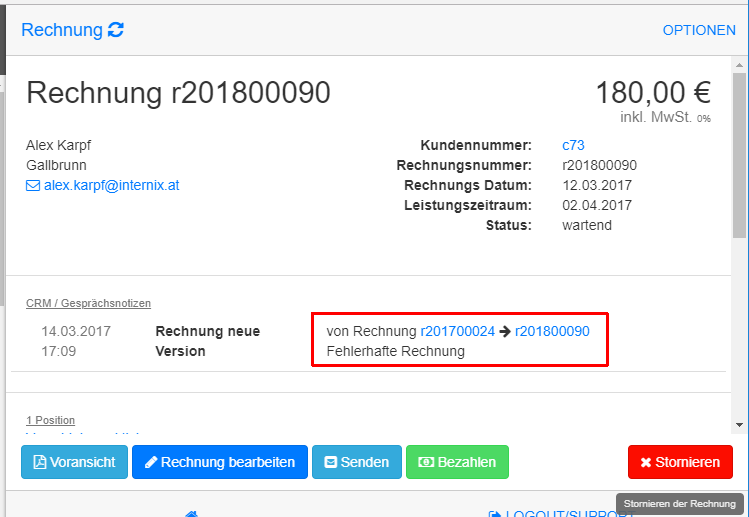 Rechnung neue Version Rechnung neue Version