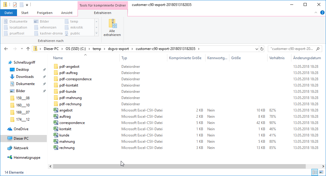 Export ZIP Inhalt Export ZIP Inhalt