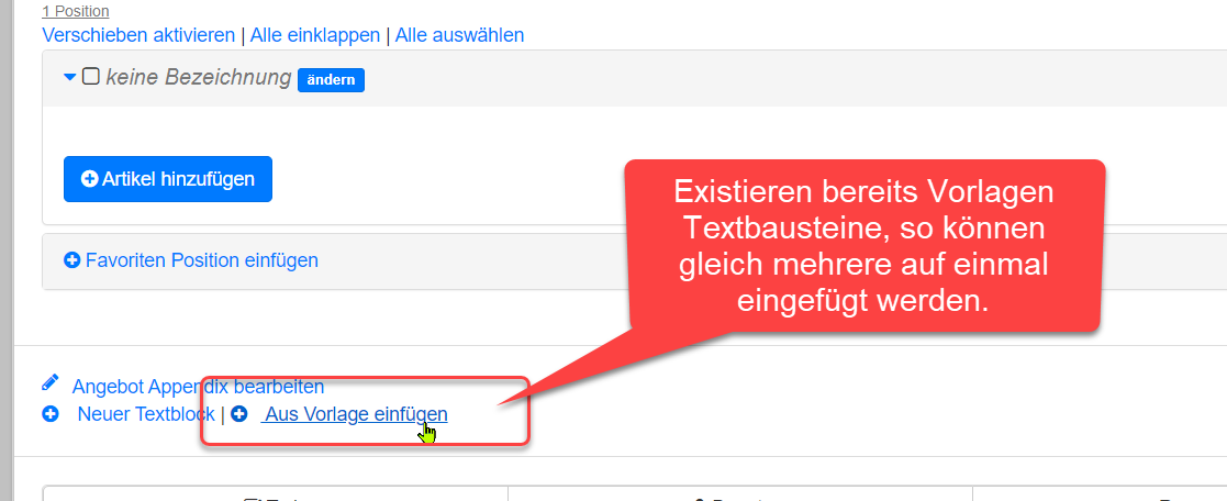 Aus Vorlage einfügen Aus Vorlage einfügen