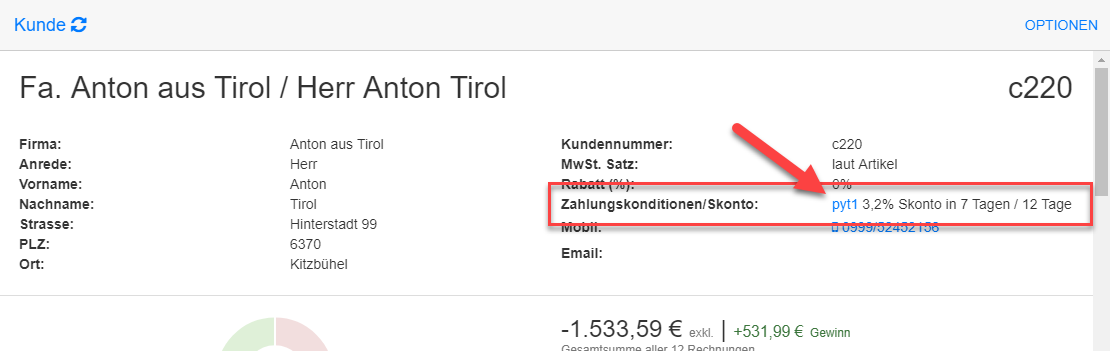 Zahlungskonditionen Kunden Details Zahlungskonditionen Kunden Details