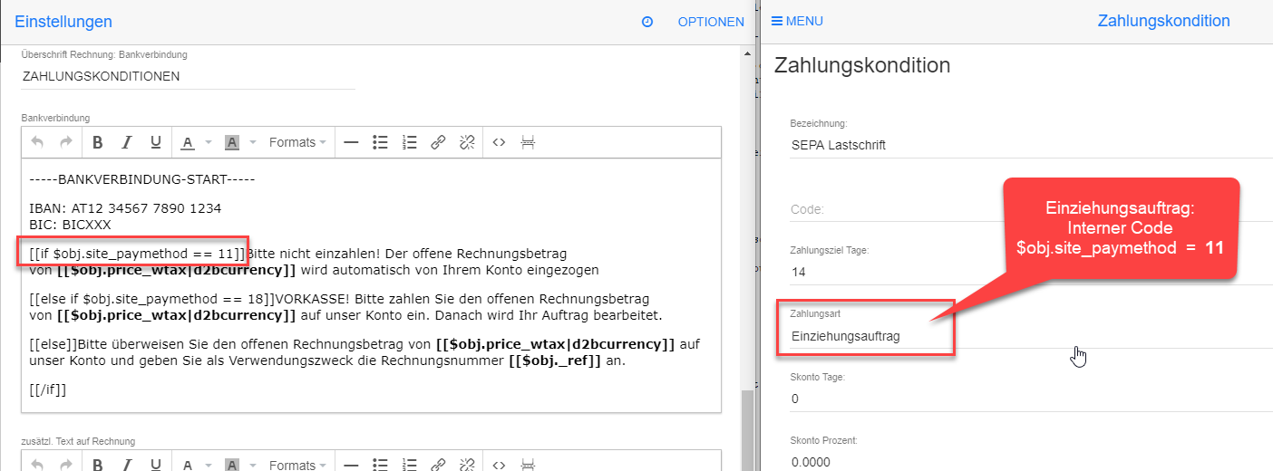 Einstellungen für SEPA Lastschrift Einstellungen für SEPA Lastschrift