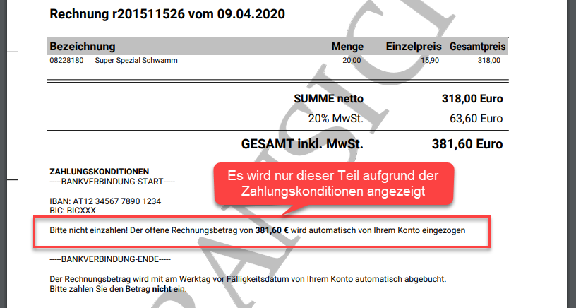 Ergebnis am PDF für SEPA Lastschrift Ergebnis am PDF für SEPA Lastschrift