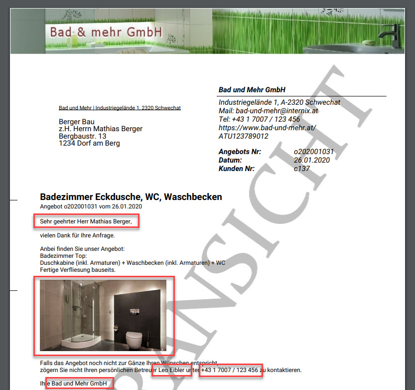 Erstelltes PDF mit Platzhalter Erstelltes PDF mit Platzhalter