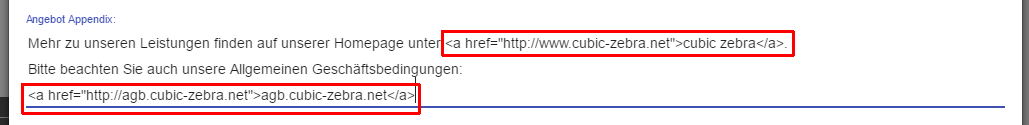 Beispiel Links mit a-href in Angebots-Appendix Beispiel Links mit a-href in Angebots-Appendix