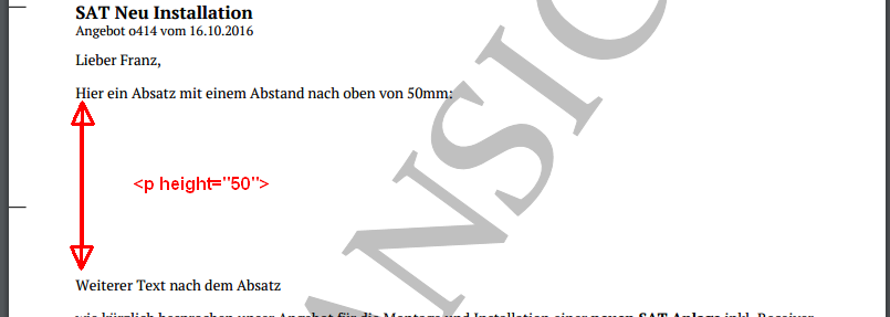 Ergebnis Absatz mit 50mm in Angebots-Appendix Ergebnis Absatz mit 50mm in Angebots-Appendix