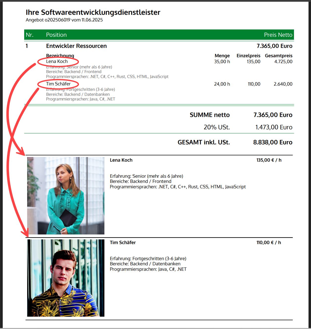 Erstelltes PDF mit Artikel Liste Erstelltes PDF mit Artikel Liste