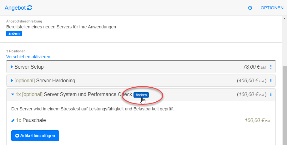 Position bearbeiten Position bearbeiten