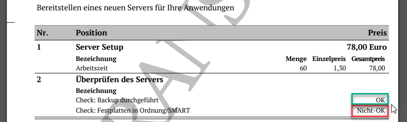 Positionsgruppe für OK/Nicht-OK PDF Positionsgruppe für OK/Nicht-OK PDF