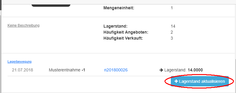 Lagerbewegung zum Artikel Lagerbewegung zum Artikel