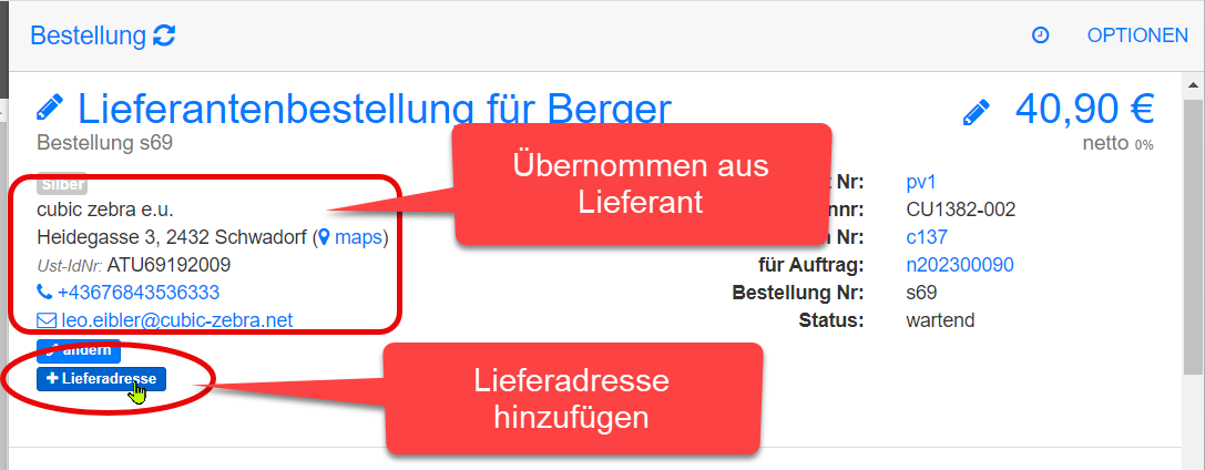 Lieferadresse hinzufügen Lieferadresse hinzufügen