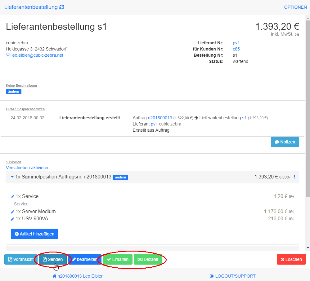 Lieferantenbestellung Objekt Lieferantenbestellung Objekt