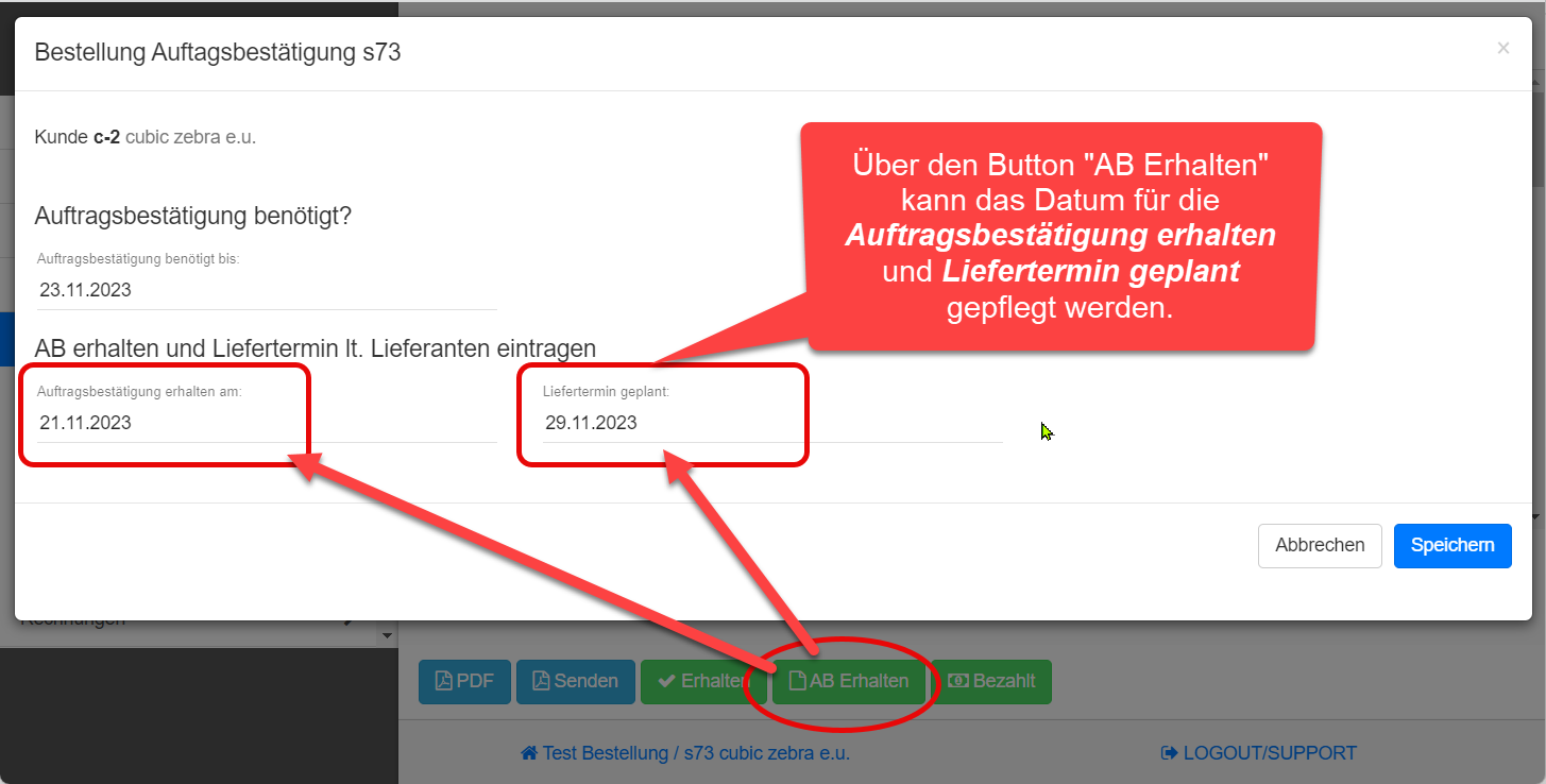 Auftragsbestätigung und Liefertermin Datum pflegen Auftragsbestätigung und Liefertermin Datum pflegen