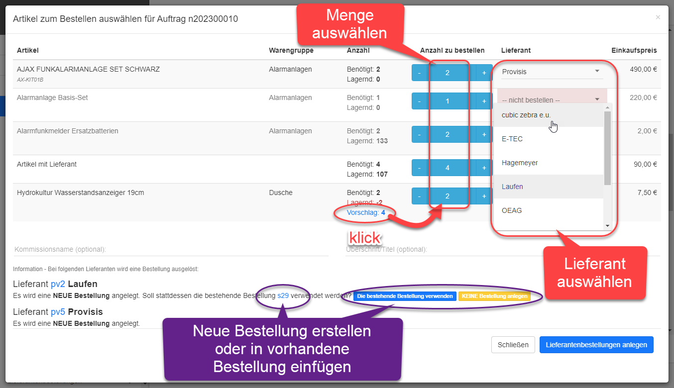 Bestellen Dialog Bestellen Dialog