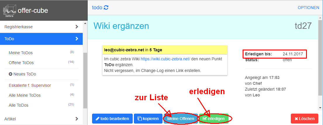 ToDo Detail-Ansicht ToDo Detail-Ansicht