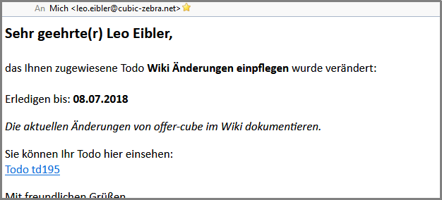 Email Benachrichtigung bei einer Todo Änderung Email Benachrichtigung bei einer Todo Änderung