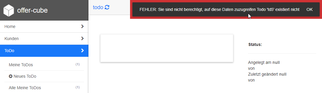 Fehlermeldung ohne das Recht todo-adminedit Fehlermeldung ohne das Recht todo-adminedit