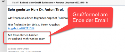 Standard Texte settings mailOwnGreetings Standard Texte settings mailOwnGreetings
