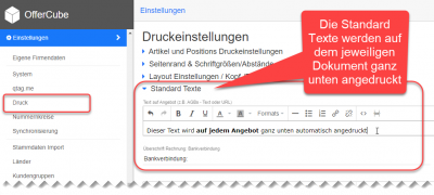 Standard Texte settings ownAGB... Standard Texte settings ownAGB...