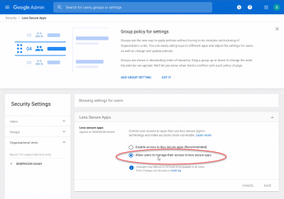 Google G-Suite Security Less Secure Apps allow Google G-Suite Security Less Secure Apps allow