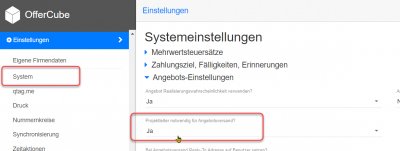 Einstellungen -> Projektleiter notwendig für Angebotsversand? Einstellungen -> Projektleiter notwendig für Angebotsversand?