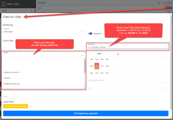 CRM Liste Filtern CRM Liste Filtern